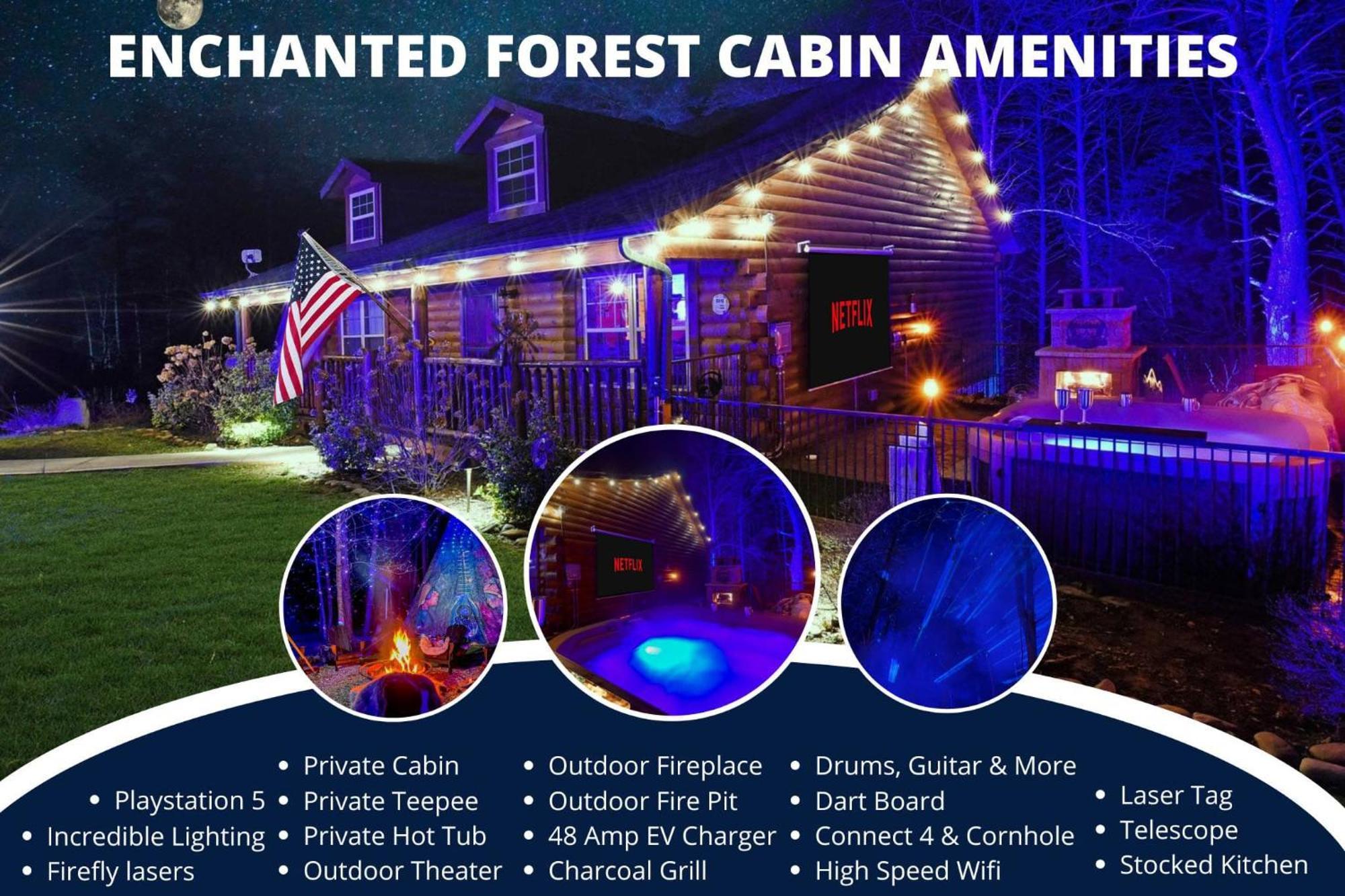 Enchanted Forest Cabin And Teepee! Lights & Laser Show! Private Hot Tub! Unique Stay! Sevierville Eksteriør bilde