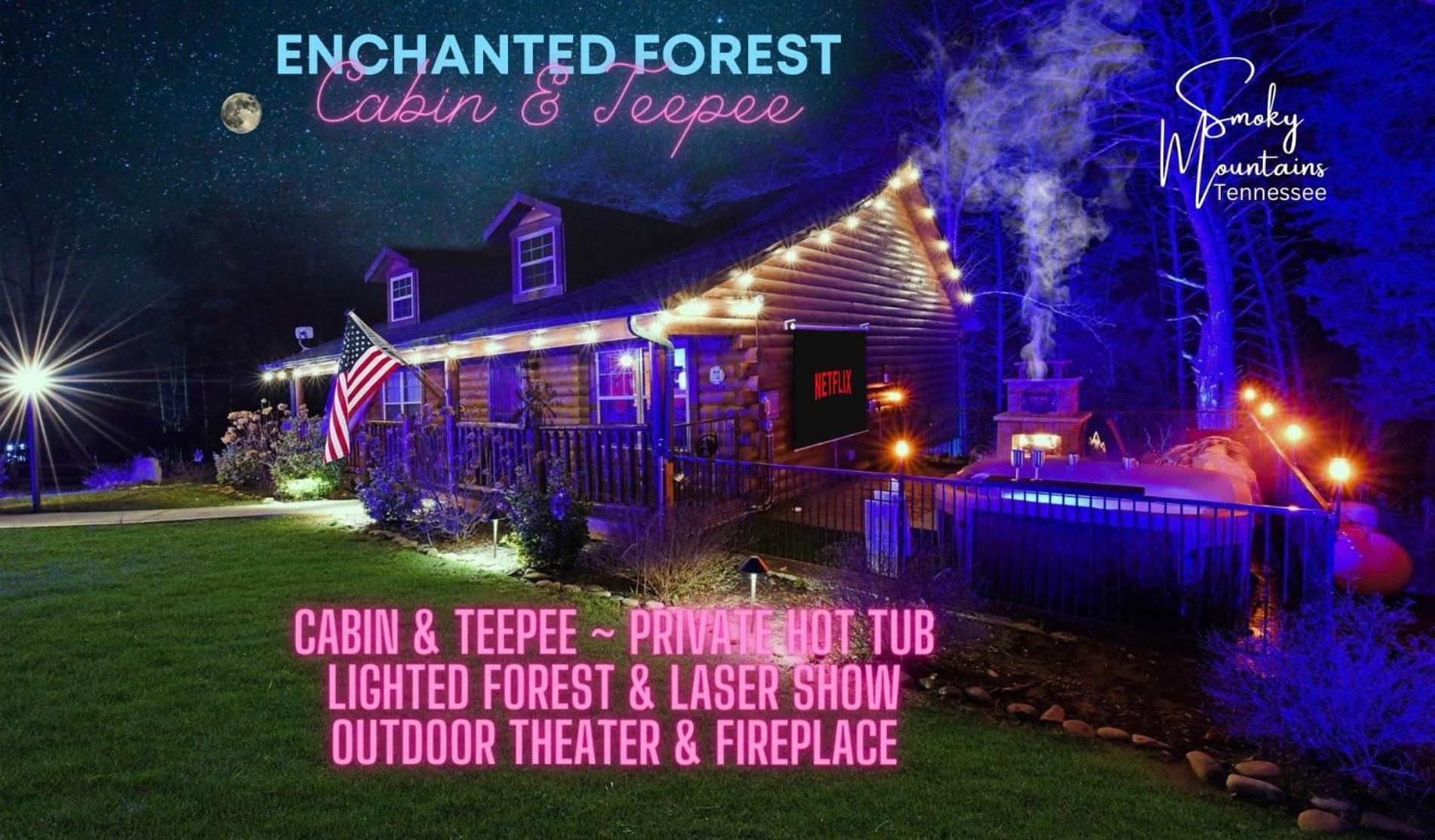 Enchanted Forest Cabin And Teepee! Lights & Laser Show! Private Hot Tub! Unique Stay! Sevierville Eksteriør bilde